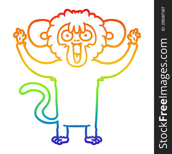 Rainbow Gradient Line Drawing Caroton Monkey