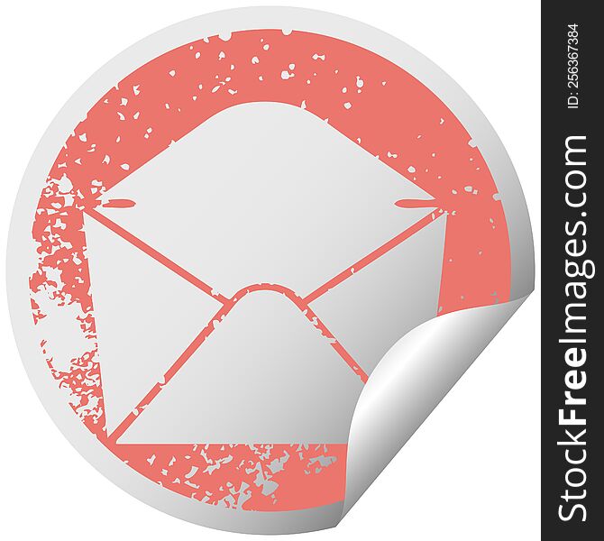 distressed circular peeling sticker quirky symbol envelope. distressed circular peeling sticker quirky symbol envelope