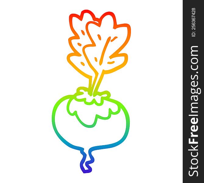 rainbow gradient line drawing of a cartoon beetroot