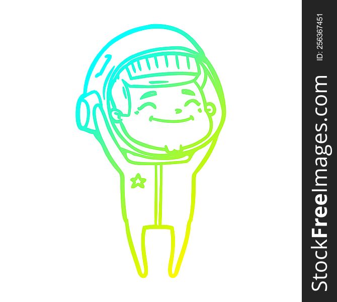 Cold Gradient Line Drawing Happy Cartoon Astronaut
