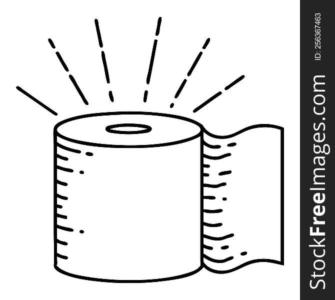 illustration of a traditional black line work tattoo style toilet paper