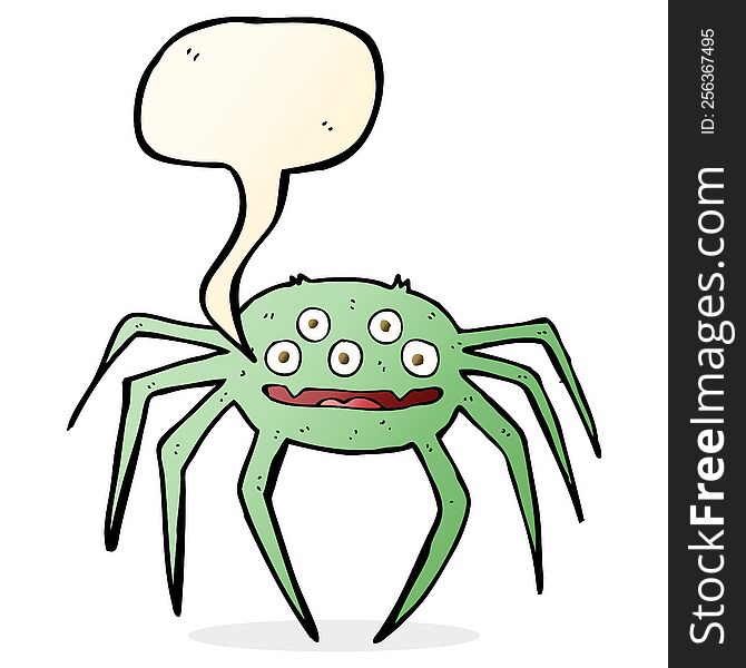 Cartoon Halloween Spider With Speech Bubble