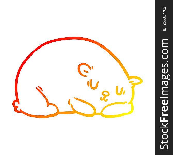 warm gradient line drawing of a sleepy polar bear