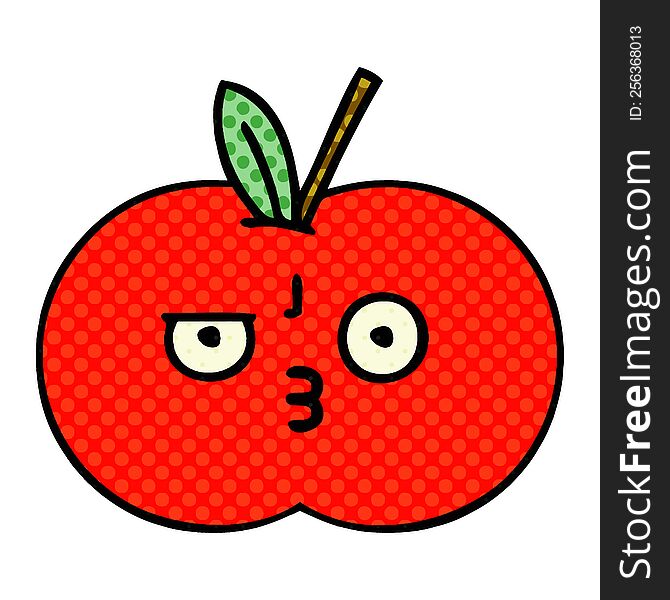 comic book style cartoon red apple