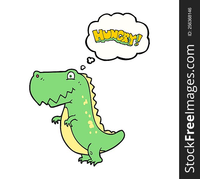 thought bubble cartoon hungry dinosaur