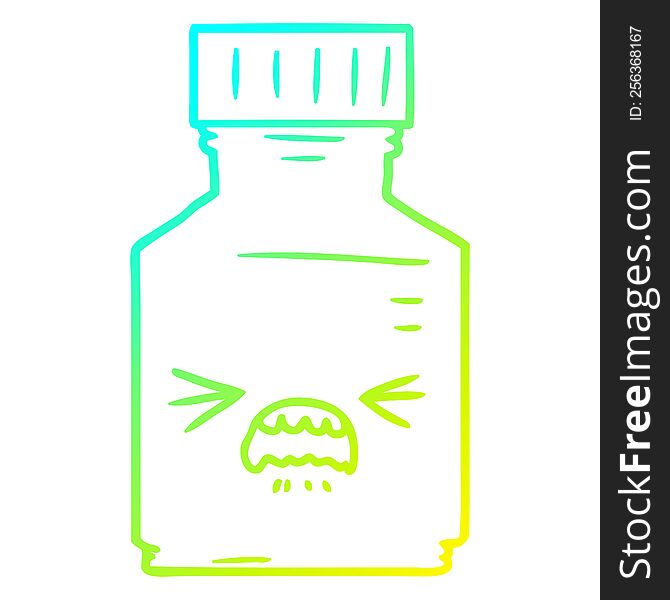 cold gradient line drawing of a cartoon pill jar