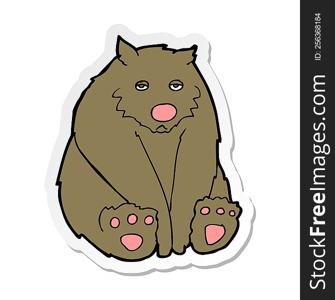 Sticker Of A Cartoon Sad Bear