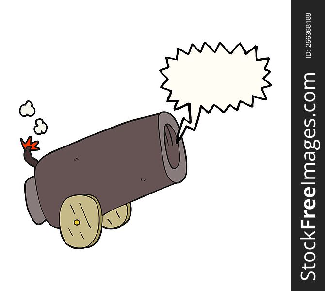 freehand drawn speech bubble cartoon cannon