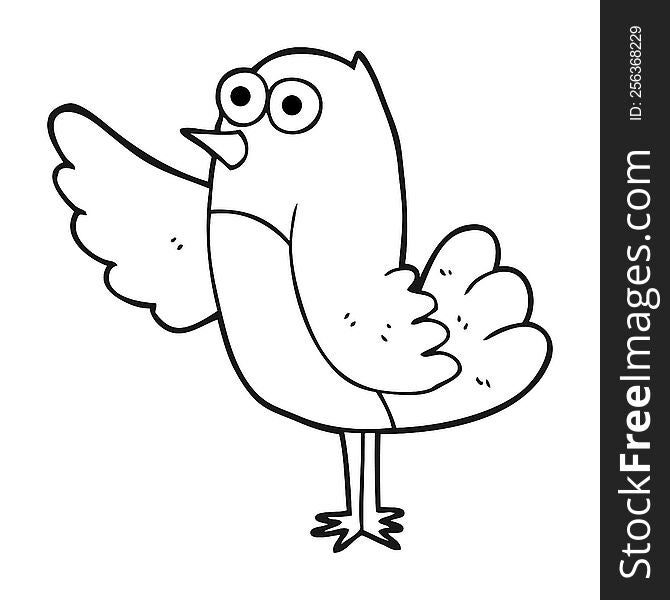 Black And White Cartoon Bird