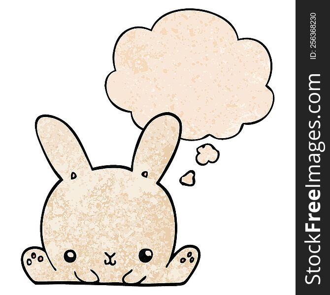 cartoon rabbit with thought bubble in grunge texture style. cartoon rabbit with thought bubble in grunge texture style