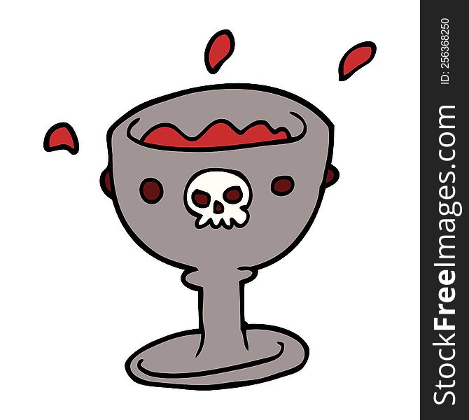 Spooky Cartoon Doodle Goblet Of Blood