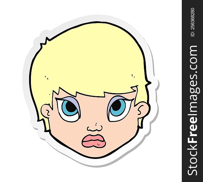 sticker of a cartoon sulking woman