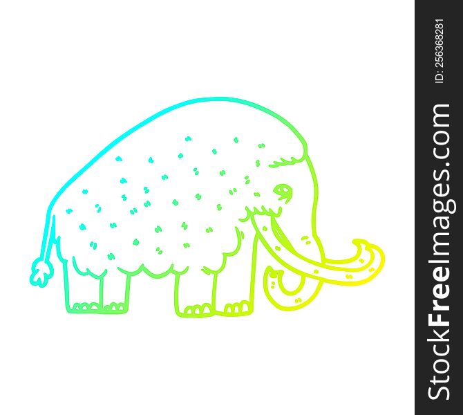 Cold Gradient Line Drawing Cartoon Mammoth