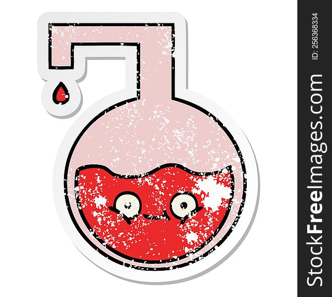 Distressed Sticker Of A Cute Cartoon Science Experiment