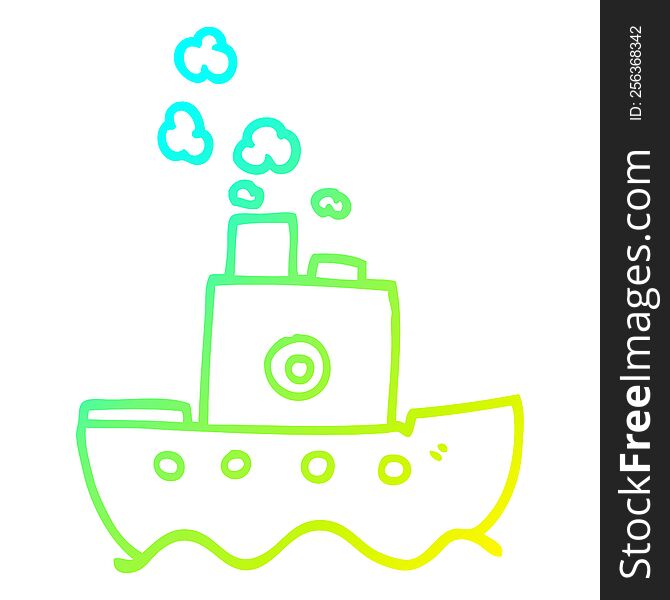 cold gradient line drawing of a cartoon ship