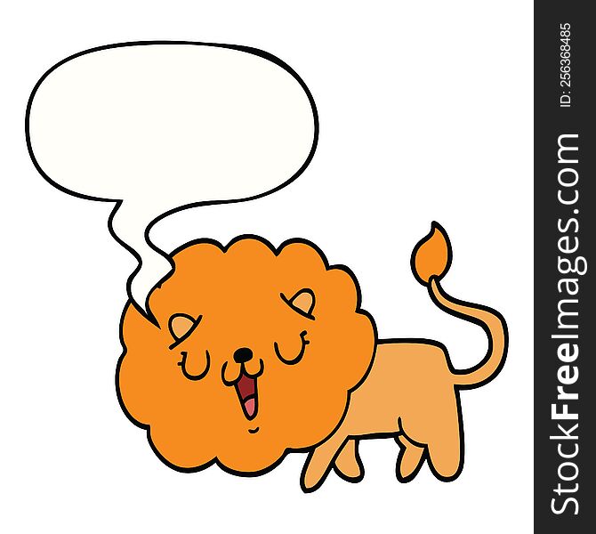 Cute Cartoon Lion And Speech Bubble