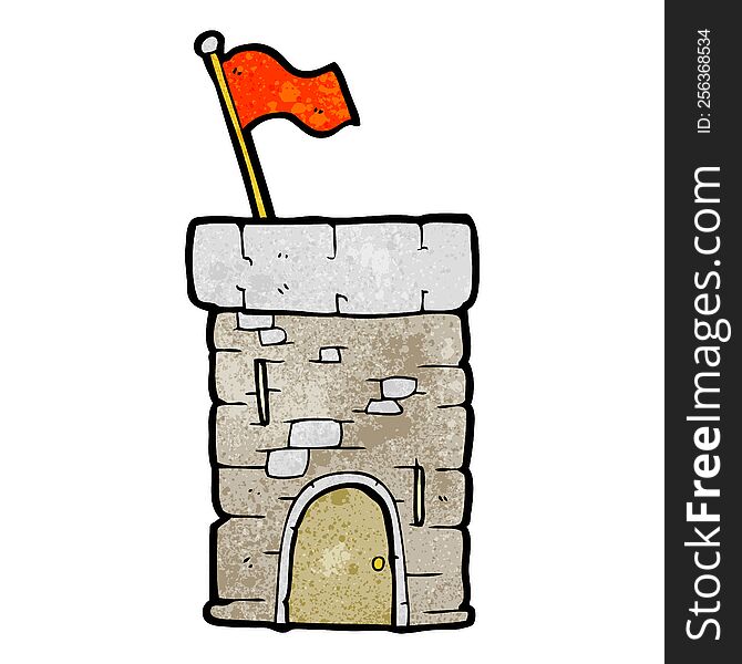 freehand textured cartoon old castle tower