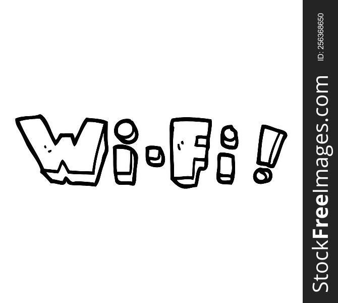 line drawing cartoon wording wi-fi