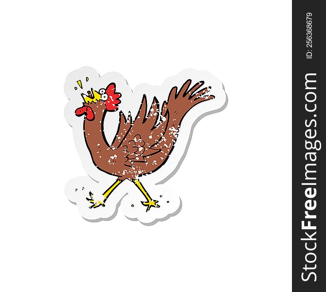 Retro Distressed Sticker Of A Cartoon Rooster