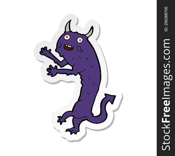 Sticker Of A Cartoon Devil