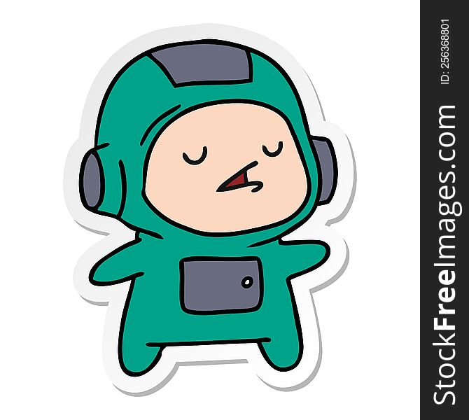 sticker cartoon illustration of a kawaii cute astronaut boy. sticker cartoon illustration of a kawaii cute astronaut boy