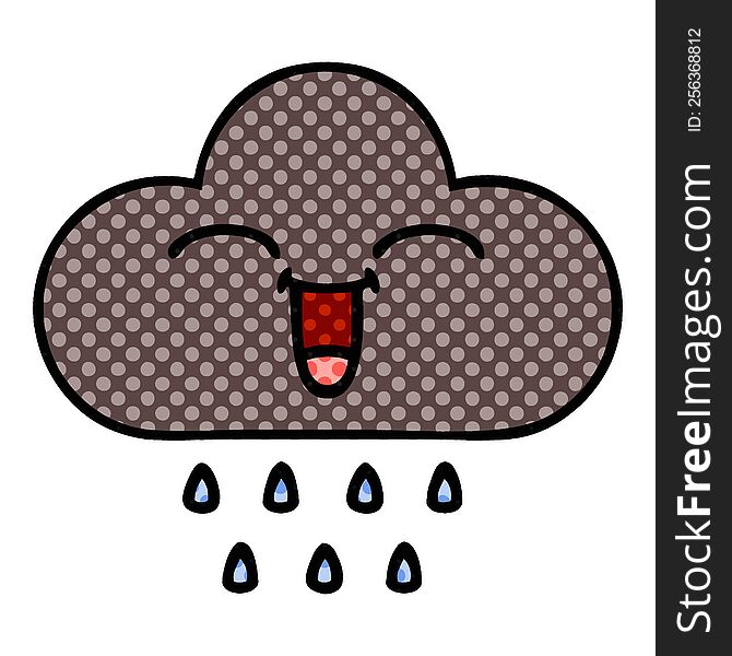 comic book style cartoon of a storm rain cloud