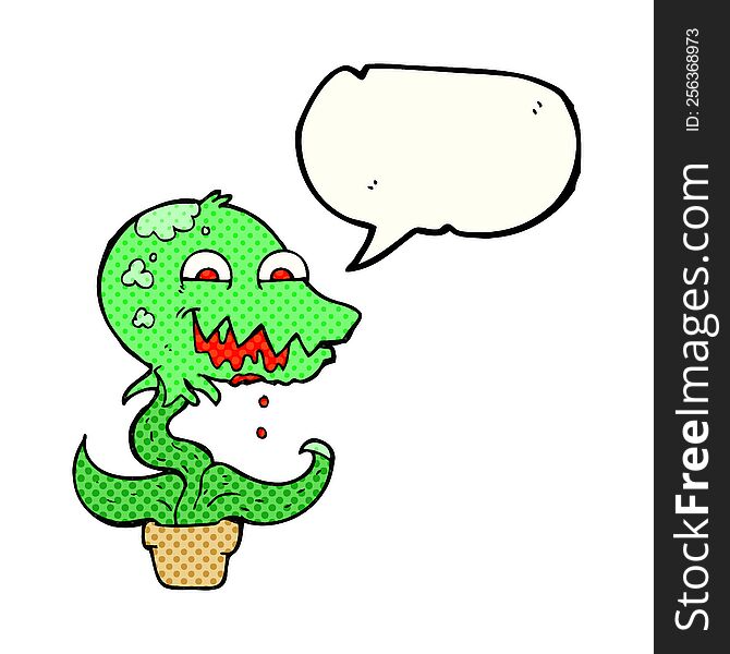 freehand drawn comic book speech bubble cartoon monster plant