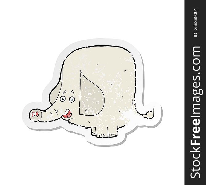 Retro Distressed Sticker Of A Cartoon Happy Elephant