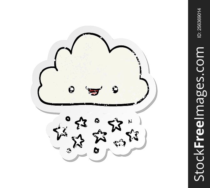 distressed sticker of a cartoon storm cloud