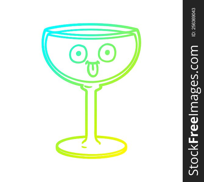 cold gradient line drawing of a cartoon glass of wine