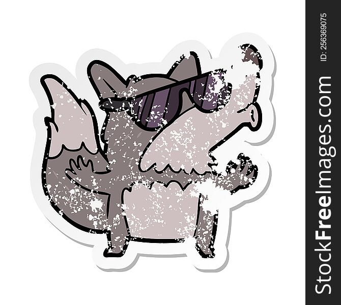 distressed sticker of a cartoon cool werewolf howling