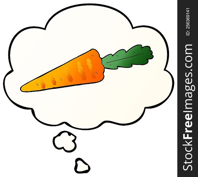 Cartoon Carrot And Thought Bubble In Smooth Gradient Style