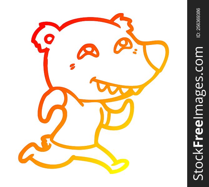 Warm Gradient Line Drawing Cartoon Bear Running