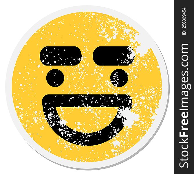 Happy Big Eyebrow Face Circular Sticker