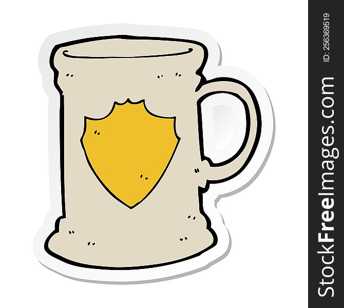 Sticker Of A Cartoon Old Tankard