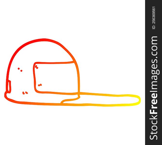 warm gradient line drawing of a cartoon baseball cap