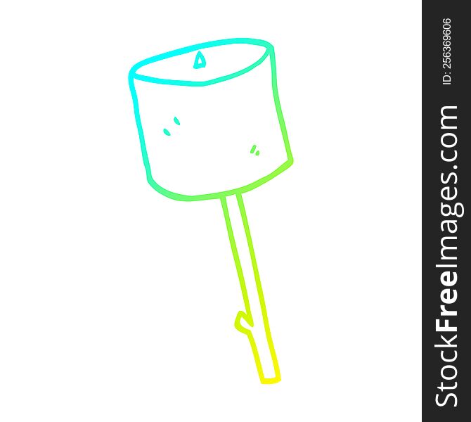 Cold Gradient Line Drawing Cartoon Marshmallow On Stick