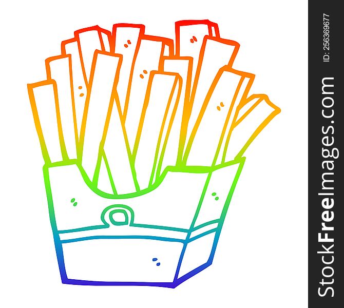 rainbow gradient line drawing of a cartoon fries