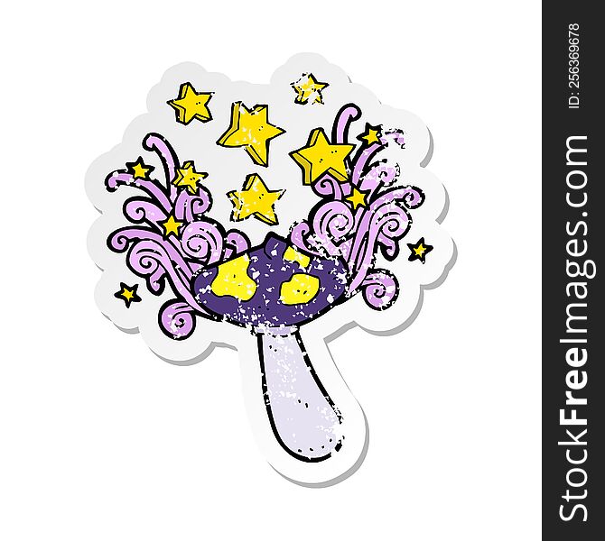 Retro Distressed Sticker Of A Cartoon Toadstool