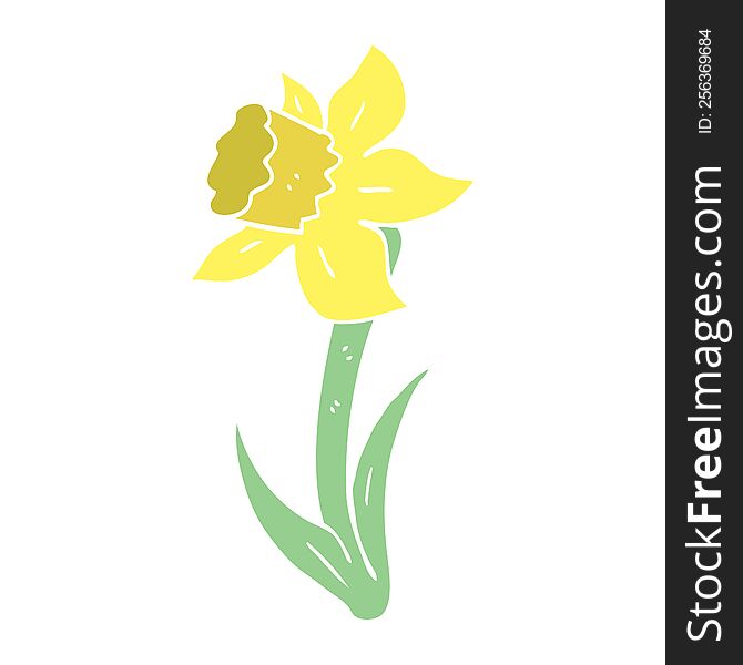 Flat Color Illustration Cartoon Daffodil