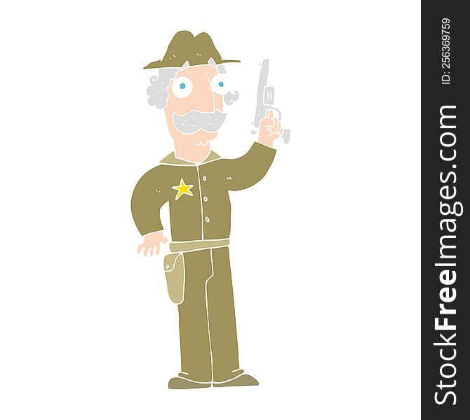 Flat Color Illustration Of A Cartoon Sheriff