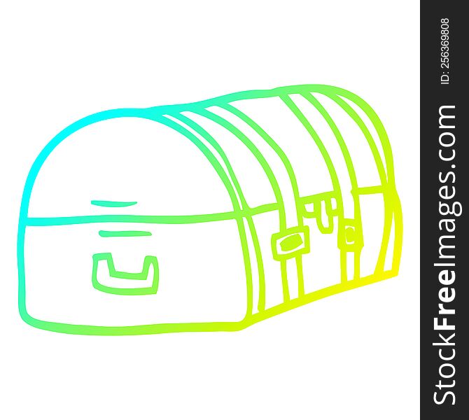 cold gradient line drawing of a cartoon travel chest