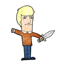 Cartoon Man With Knife Stock Images
