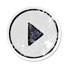 Distressed Sticker Of A Cute Cartoon Play Button Royalty Free Stock Photos