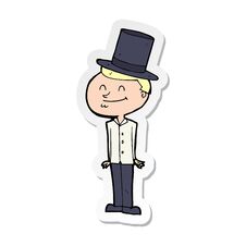 Sticker Of A Cartoon Man Wearing Top Hat Stock Photos