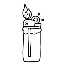 Line Drawing Cartoon Disposable Lighter Royalty Free Stock Photo