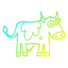 Cold Gradient Line Drawing Cartoon Farm Cow Stock Photography