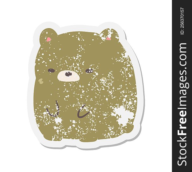Cartoon Sad Bear Grunge Sticker