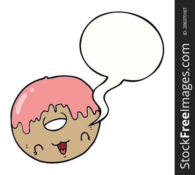 Cute Cartoon Donut And Speech Bubble