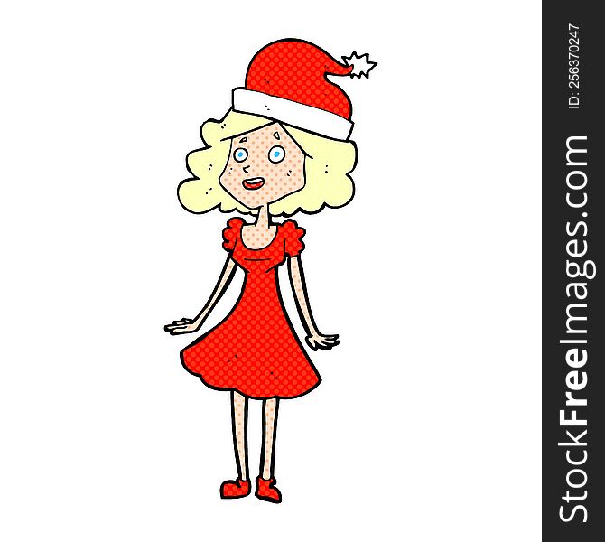 Cartoon Woman Dressed For Christmas